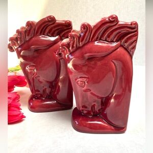 Vintage Royal Haeger 1950s Equestrian Bucking Bronco Horse Bookend Planters